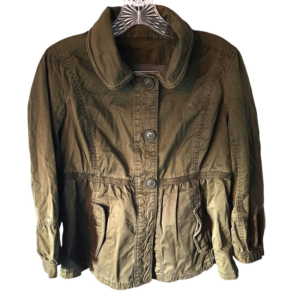 Abercrombie & Fitch Women's Military Green Lightweight utility Shacket Jacket L